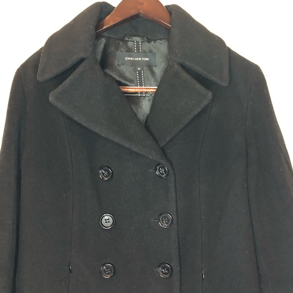 Jones New York double-breasted pea coat,black, size 12 - Picture 2 of 6